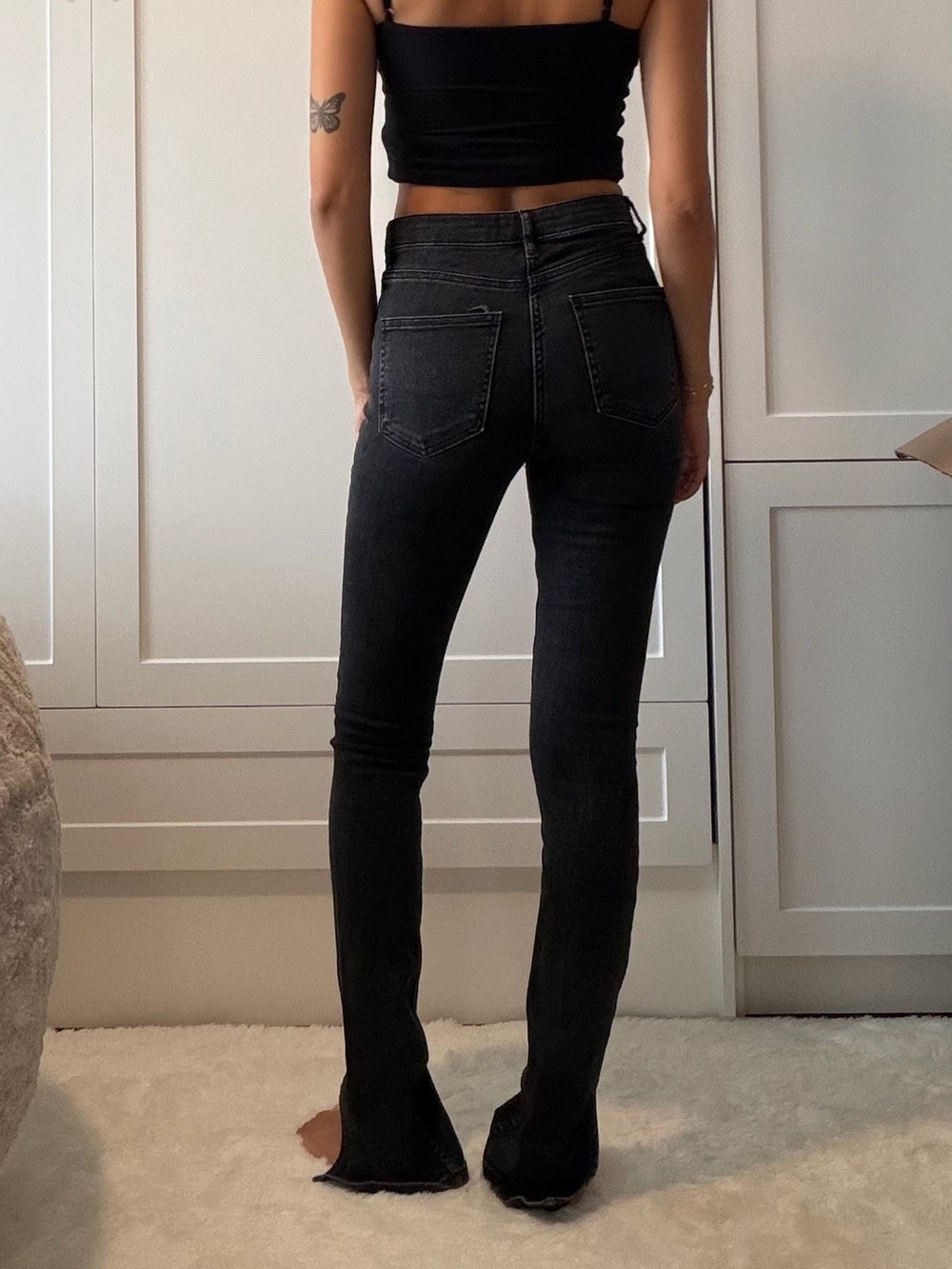 Zara Black Split Hem Skinny Jeans - Women's Slim Fit - Picture 2 of 6